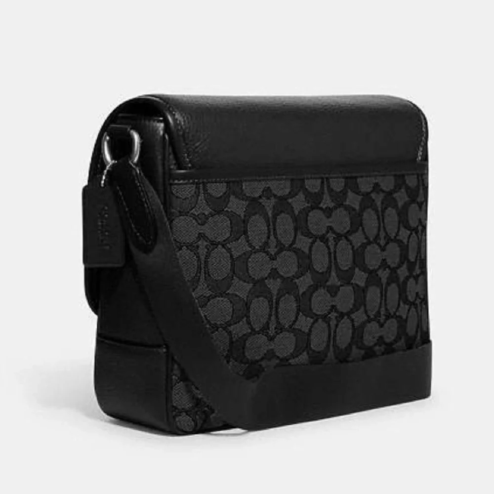 Coach Black Signature Crossbody Messenger Bag for Men